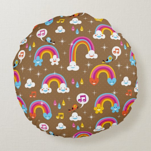 schattig regenboogpatroon rond kussen (Achterkant)