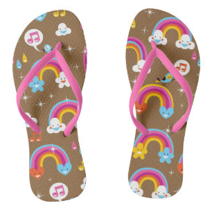 schattig regenboogpatroon teenslippers