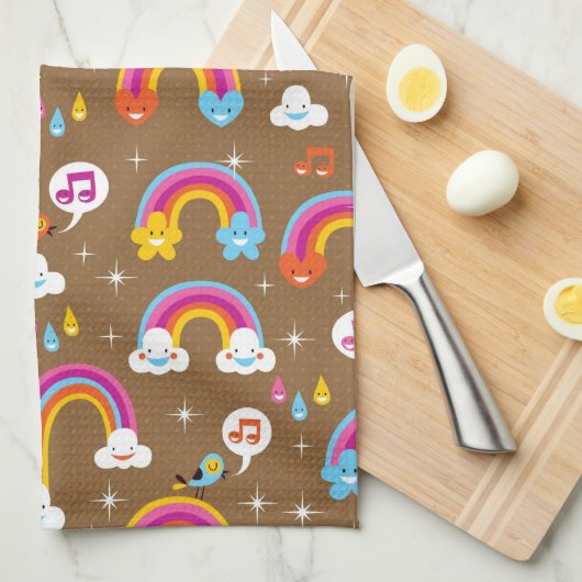 schattig regenboogpatroon theedoek (Quarter Fold)