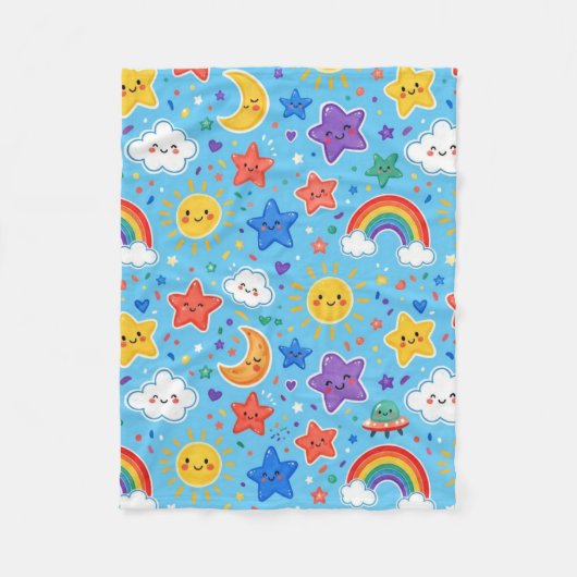 Schattig regenboogruimte naadloos patroon fleece deken (Voorkant)