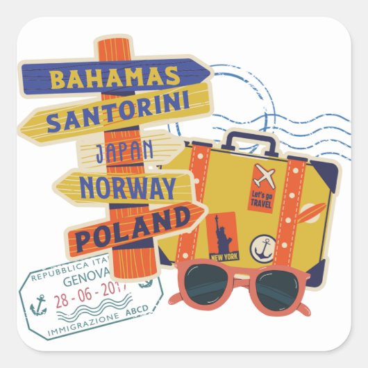 SCHATTIG REIS BAHAMAS HONEYMOON VIERKANTE STICKER (Voorkant)