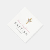 Schattig Religieus Roze Bloemenkruis Doop Servet (Hoek)