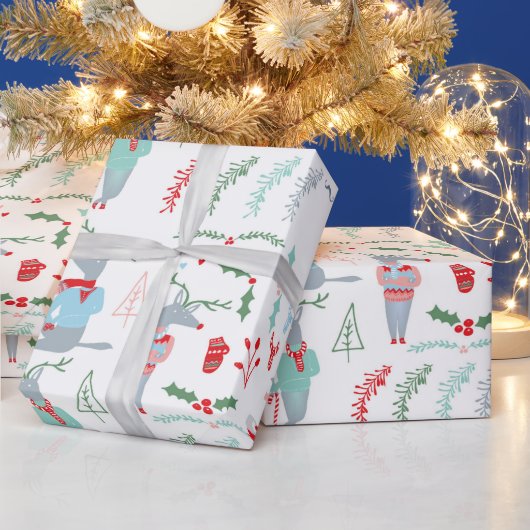 Schattig rendier bosdier Kerstmis Cadeaupapier (Feestdagen)