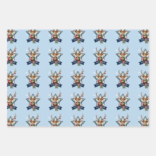 Schattig Rendier Christmas multipack feestelijk Inpakpapier Vel (Voorkant 3)
