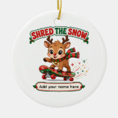 Schattig rendier dat sneeuw versnippert skateboard keramisch ornament (Voorkant)