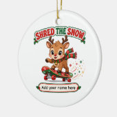 Schattig rendier dat sneeuw versnippert skateboard keramisch ornament (Links)