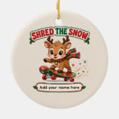 Schattig rendier dat sneeuw versnippert skateboard keramisch ornament (Achterkant)