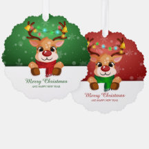 Schattig Rendier Duo Licht Kerstklokjes Kerstmis