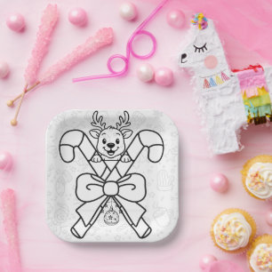 Schattig rendier en kerststokken vakantiedesign papieren bordje
