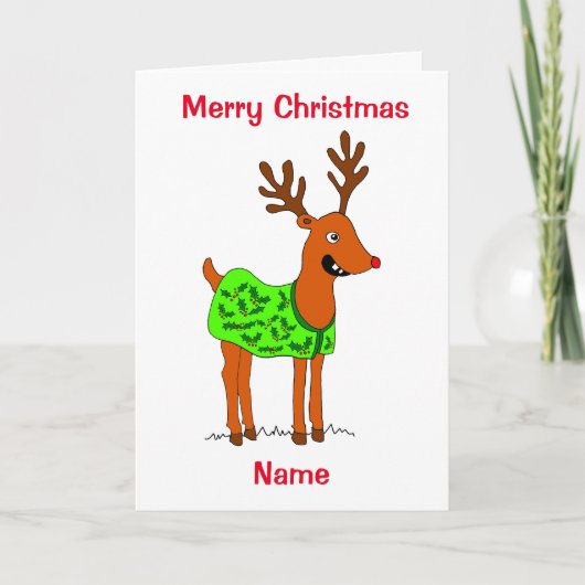 Schattig rendier kerst feestdagen kaart (Voorkant)