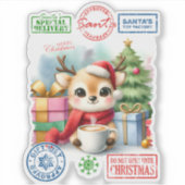 Schattig rendier Kerst sticker (Voorkant)