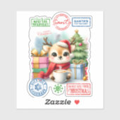 Schattig rendier Kerst sticker (Vel)