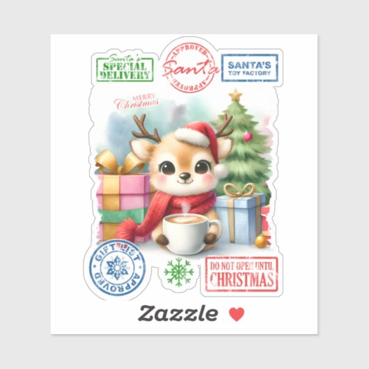 Schattig rendier Kerst sticker (Vel)