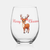 Schattig rendier Kerstfeest Wijnglas Zonder Voet (Voorkant)