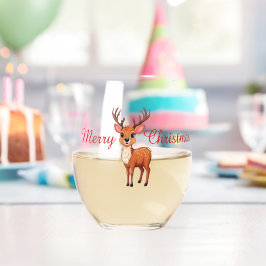 Schattig rendier Kerstfeest Wijnglas Zonder Voet