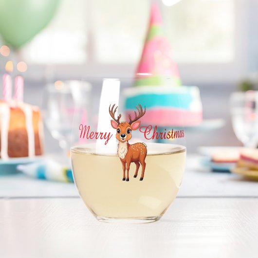 Schattig rendier Kerstfeest Wijnglas Zonder Voet (Insitu (Verjaardag))