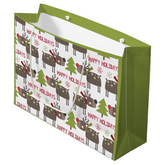 Schattig rendier Kersthuiselijke Feestdagen Rustie Groot Cadeauzakje (Voorkant Gekanteld)