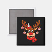 Schattig Rendier Kerstmis Rode Neus Rudolph Kerst  Magneet (Voorkant / Achterkant)