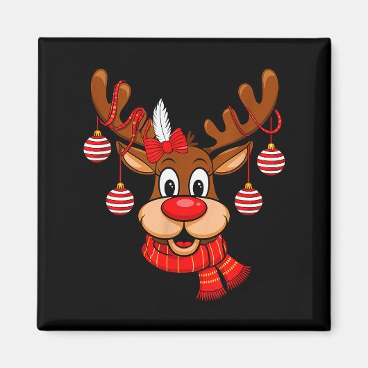 Schattig Rendier Kerstmis Rode Neus Rudolph Kerst  Magneet (Voorkant)