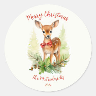 Schattig rendier Kerstmis Ronde Sticker