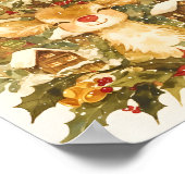Schattig rendier Kerstmis vintage waterverf Poster (Hoek)