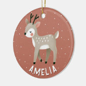Schattig rendier kind naam kerstmis keramisch ornament (Links)
