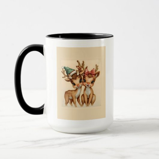 Schattig Rendier Koppel Kerstmug | Kerstcadeau Mok (Links)