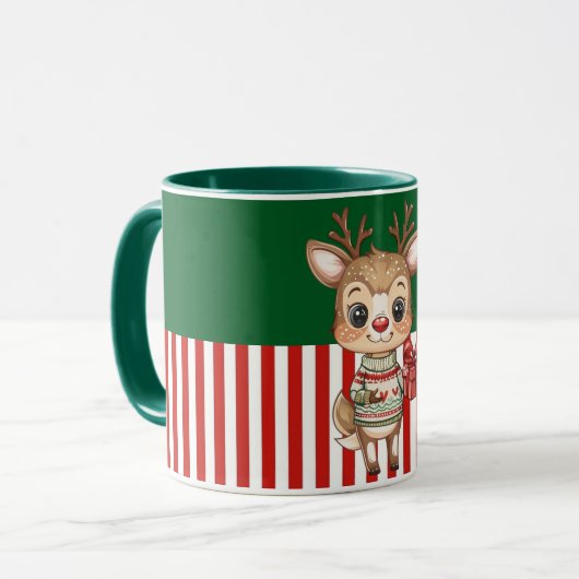Schattig rendier met cadeaudoos mok (Voorkant links)