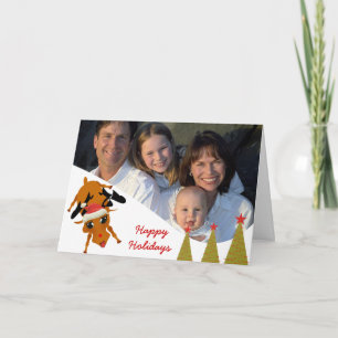 Schattig rendier met gezelfsfoto of foto van het s feestdagen kaart