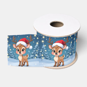 Schattig rendier met kersthoed grosgrain lint