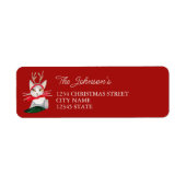 Schattig rendier retro kat rode Kerst Label (Voorkant)