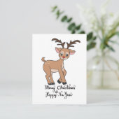 Schattig rendier Rudolf platte kerstkaart (Staand voorkant)