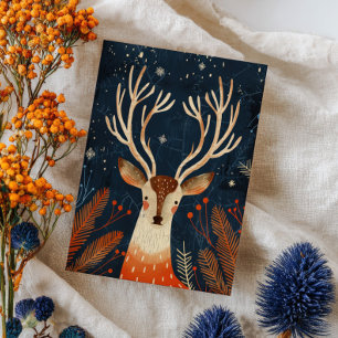 Schattig rendier rustieke bos kerstkaart briefkaart