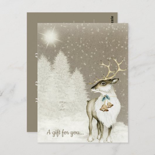 Schattig rendier rustieke vakantie cadeaubon briefkaart (Voorkant / Achterkant)