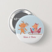 Schattig rendier trekt slee Kerstmis knop Ronde Button 5,7 Cm (Voorkant /achterkant)