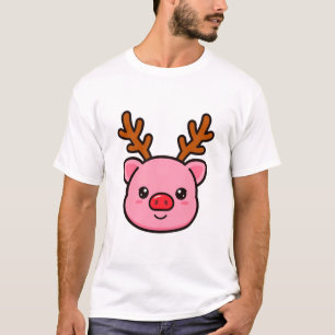 Schattig Rendier Varken Kerstmis T-shirt