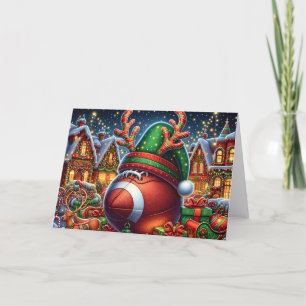 Schattig rendier voetbal kerstmis feestdagen kaart