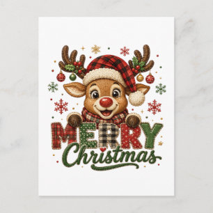 Schattig rendier vrolijk kerstfeest briefkaart