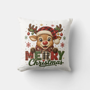 Schattig rendier vrolijk kerstfeest kussen