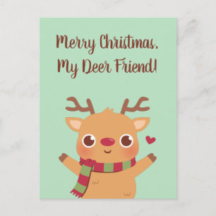 Schattig rendier, vrolijk kerstfeest mijn hertenvr briefkaart