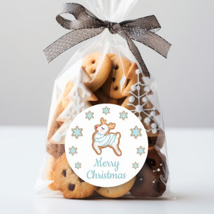 Schattig rendier vrolijk kerstfeest ronde sticker