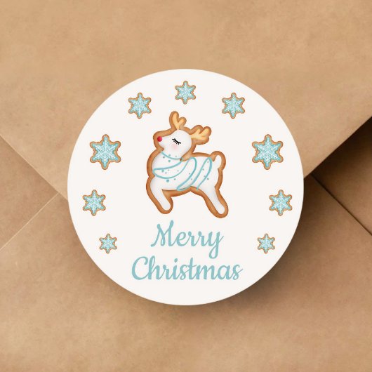 Schattig rendier vrolijk kerstfeest ronde sticker