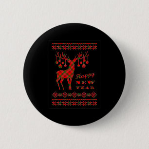 Schattig rendier vrolijk Kerstmis Gelukkig Nieuw Ronde Button 5,7 Cm