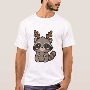 Schattig rendier wasbeer kerst t-shirt