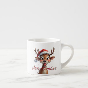 Schattig rendier wenst prettig kerstfeest espresso kop