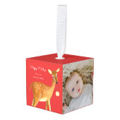 Schattig rendierbaby eerste kerst decoratie (Voorkant hoekig)