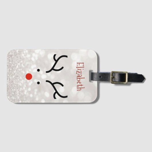 Schattig rendiergezicht, Bokeh Bagagelabel (Voorkant (horizontaal))