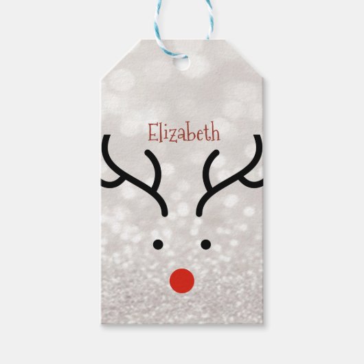 Schattig rendiergezicht, Bokeh Cadeaulabel (Voorkant)