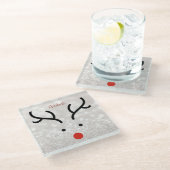 Schattig rendiergezicht, Bokeh Glazen Onderzetter (Schuin)