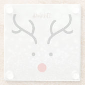 Schattig rendiergezicht, Bokeh Glazen Onderzetter (Achterkant)